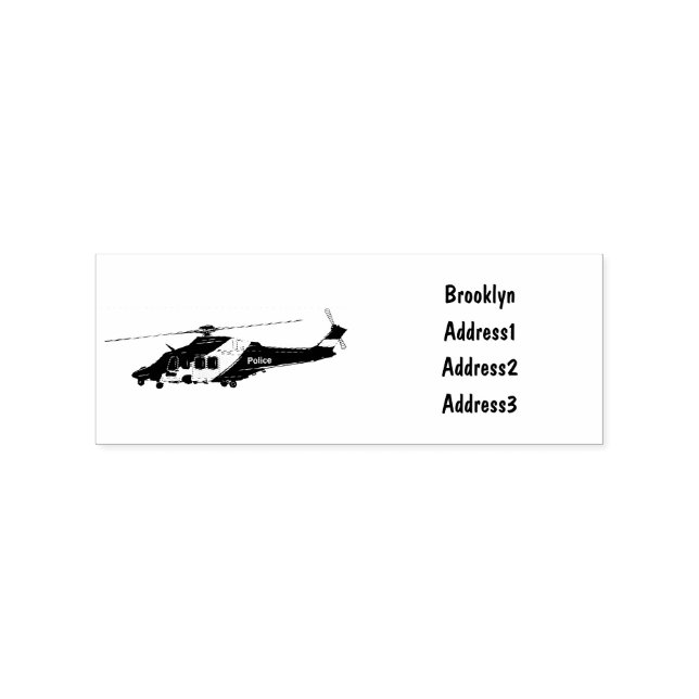 Police helicopter cartoon illustration rubber stamp (Imprint)