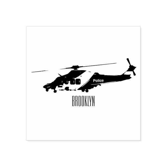 Police helicopter cartoon illustration  rubber stamp (Imprint)