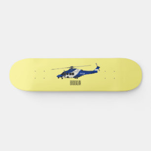 Police helicopter cartoon illustration  skateboard