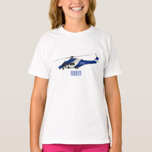 Police helicopter cartoon illustration  T-Shirt