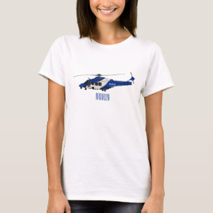 Police helicopter cartoon illustration T-Shirt