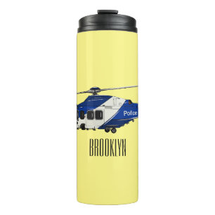 Police helicopter cartoon illustration  thermal tumbler