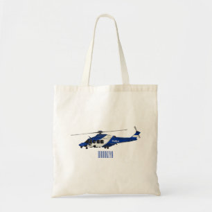 Police helicopter cartoon illustration  tote bag