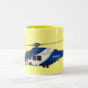 Police helicopter cartoon illustration  Two-Tone coffee mug