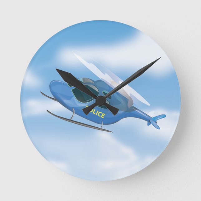 Police Helicopter Round Clock (Front)