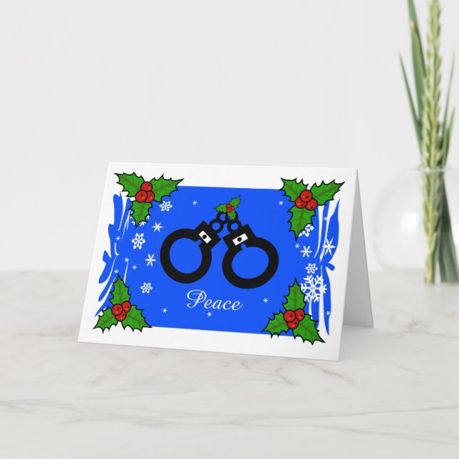 Police Holiday Handcuffs Christmas Card (Front)