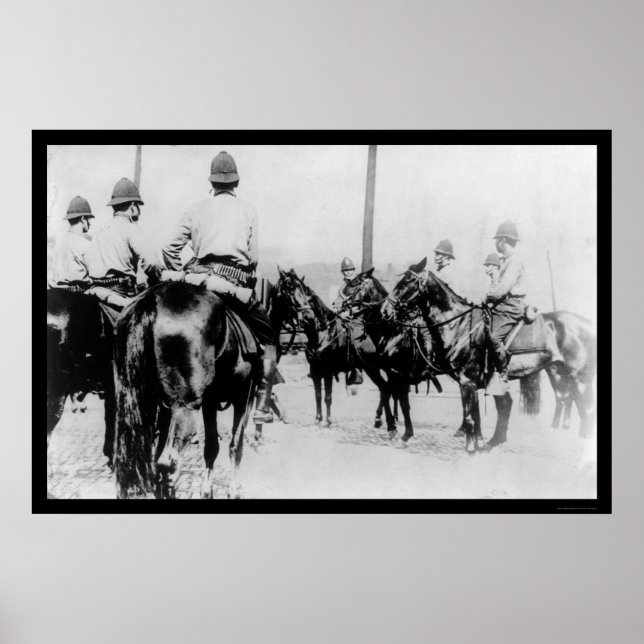 Police in Pittsburgh Awaiting Coal Strike 1909 Poster (Front)