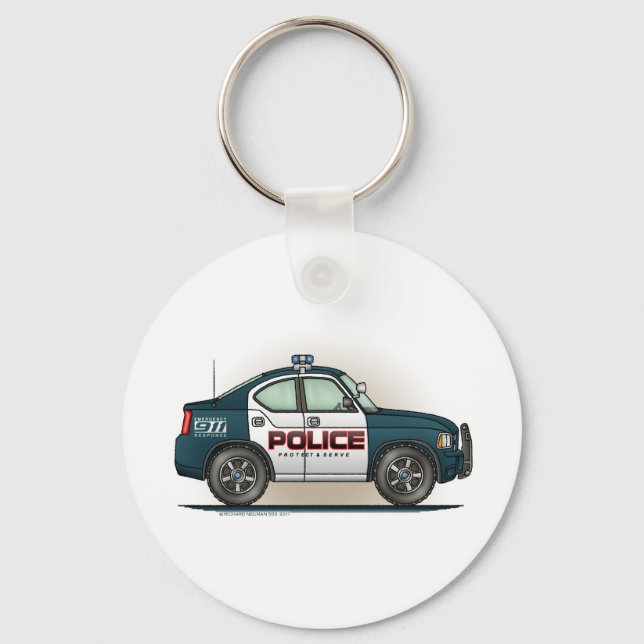 Police Interceptor Car Cop Car Keychain (Front)