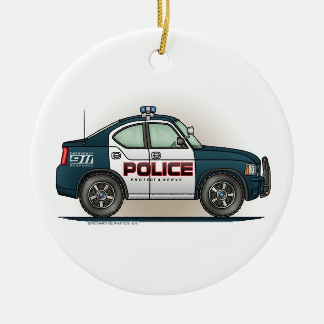 Police Interceptor Car Cop Car Ornament (Front)