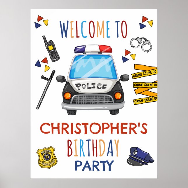Police Invitation Birthday Party Poster (Front)