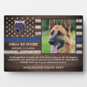Police K9 Dog Law Enforcement Officer Retirement Plaque (Front)