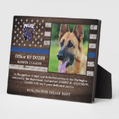 Police K9 Dog Law Enforcement Officer Retirement Plaque (Side)