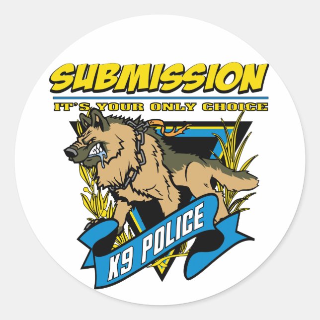 Police K9 Submission Classic Round Sticker (Front)