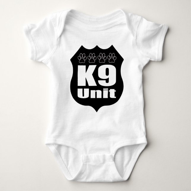 Police K9 Unit Black Badge Dog Paws Baby Bodysuit (Front)
