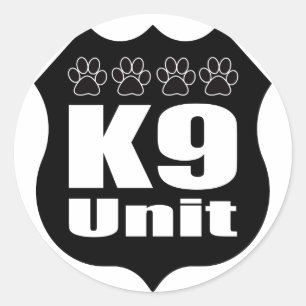 Police K9 Unit Black Badge Dog Paws Classic Round Sticker