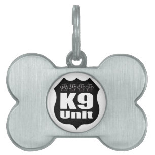 Police K9 Unit Black Badge Dog Paws Pet Tag