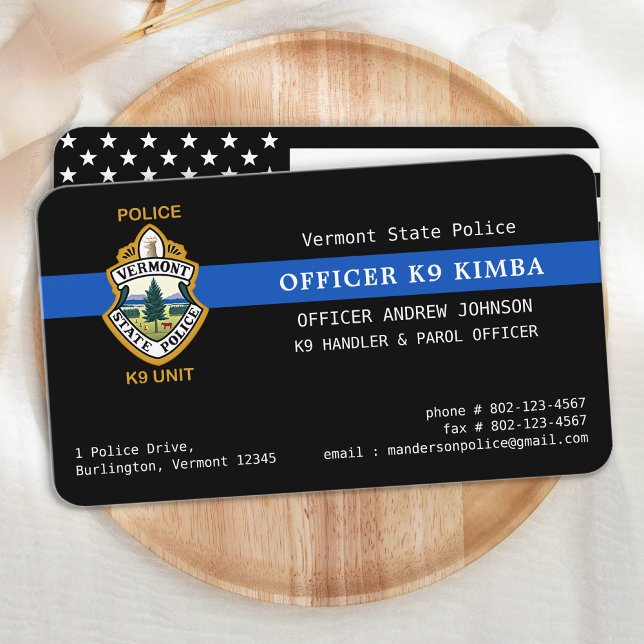 Police K9 Unit Logo Thin Blue Line Police Dog Business Card (Creator Uploaded)