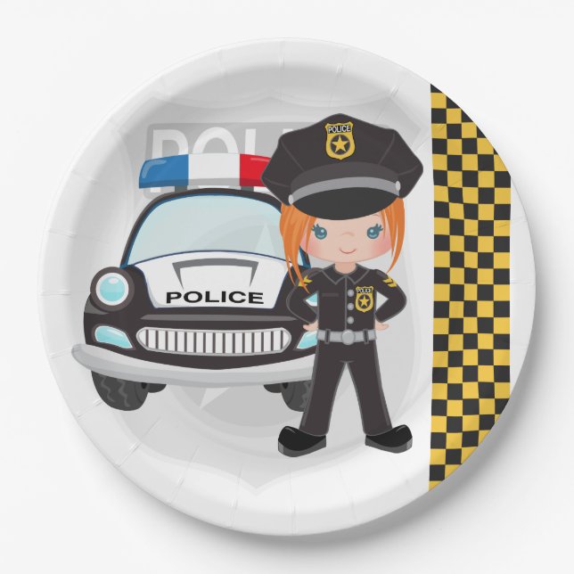 Police kids party paper plate (Front)