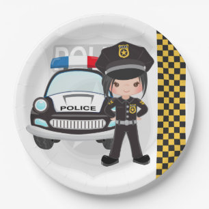 Police kids party paper plate