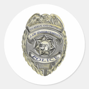 police law enforcement badge classic round sticker