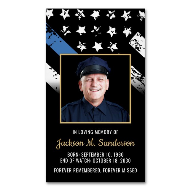 Police Law Enforcement Funeral Photo Prayer Card (Front Vertical)