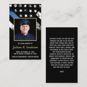 Police Law Enforcement Funeral Photo Prayer Card