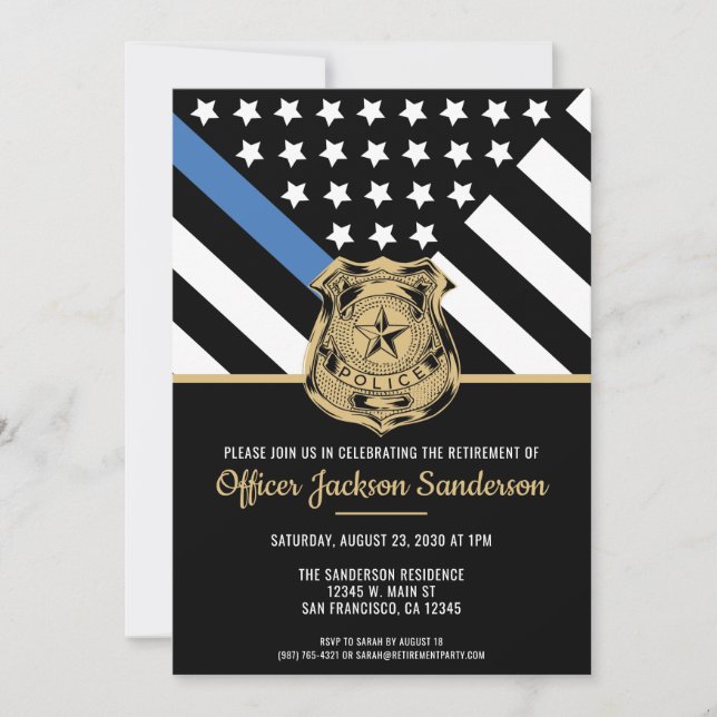 Police Law Enforcement Officer Retirement Invitation (Front)
