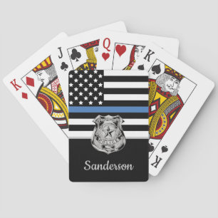 Police Law Enforcement Retirement Thin Blue Line Playing Cards