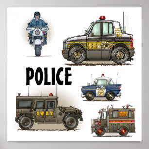 Police Law Enforcement Vehicles Poster