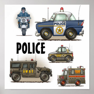 Police Law Enforcement Vehicles Poster 2
