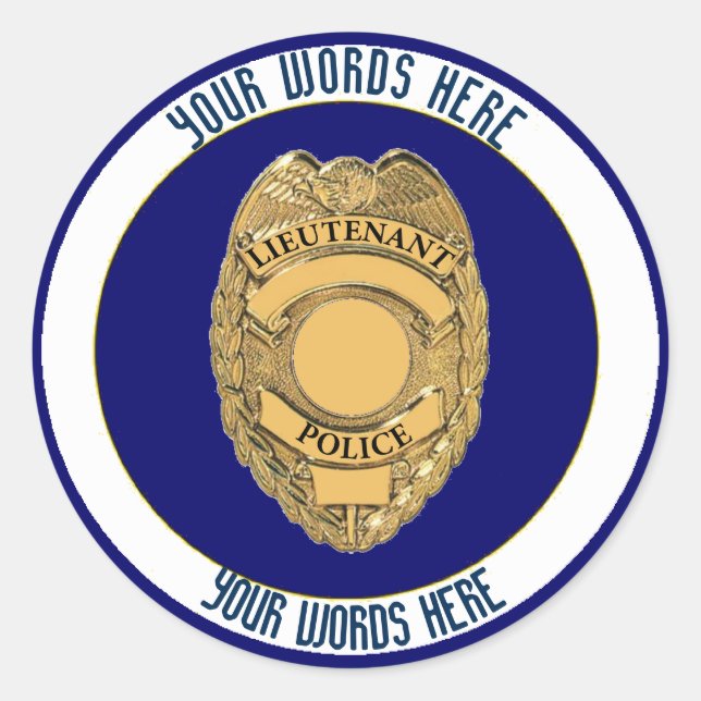 Police Lieutenant Badge Custom Classic Round Sticker (Front)