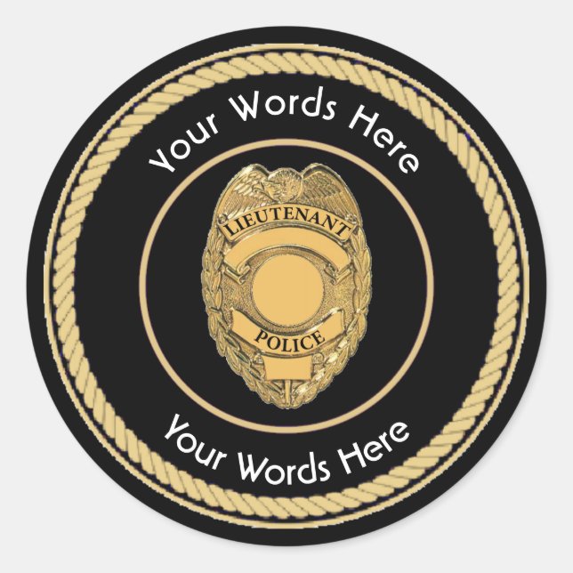 Police Lieutenant Badge Custom Universal Classic Round Sticker (Front)