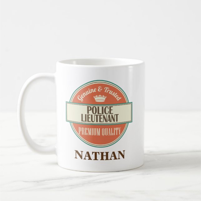 Police Lieutenant Personalised Office Mug Gift (Left)