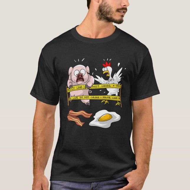 Police Line Do Not Cross Fast Food Pig Chicken Cop T-Shirt (Front)