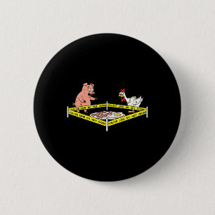 Police Line Do Not Cross Pig And Chicken Fun Food  6 Cm Round Badge