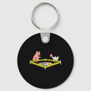 Police Line Do Not Cross Pig And Chicken Funny Foo Key Ring
