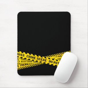 Police line with yellow do not cross crime scene mouse pad