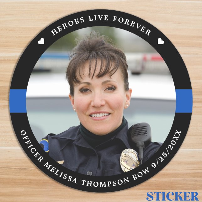 Police Memorial Fallen Officer Heroes Live Forever Classic Round Sticker (Creator Uploaded)