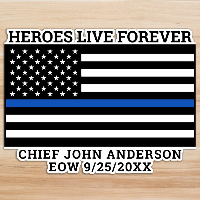 Police Memorial Heroes Live Forever Thin Blue Line (Creator Uploaded)