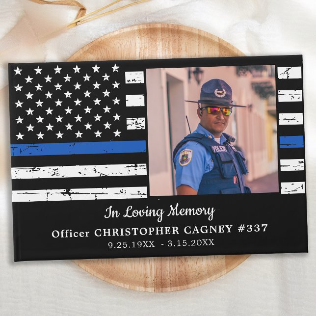 Police Memorial Photo Thin Blue Line Funeral Guest Book (Creator Uploaded)