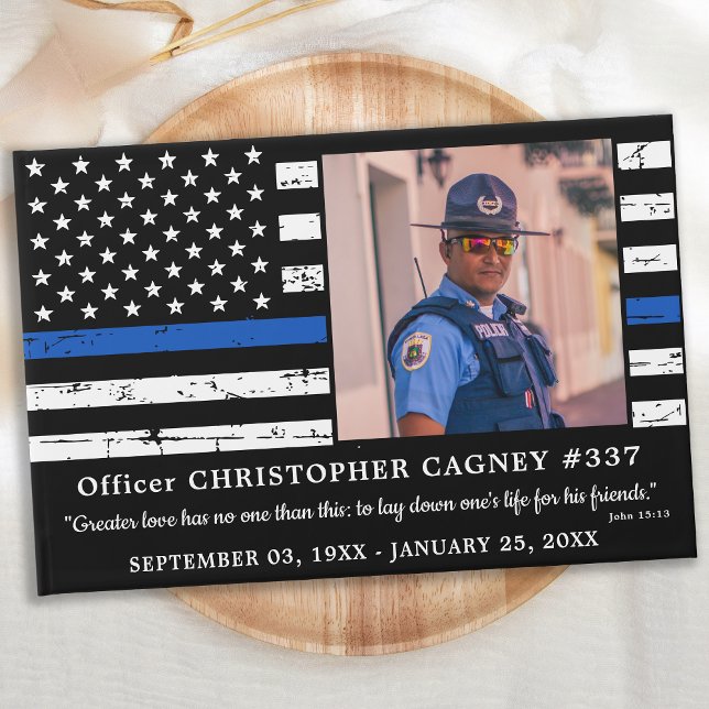 Police Memorial Thin Blue Line Photo Funeral Guest Book (Creator Uploaded)