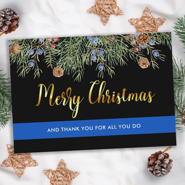 Police Merry Christmas Law Enforcement  Thank You Card (Creator Uploaded)