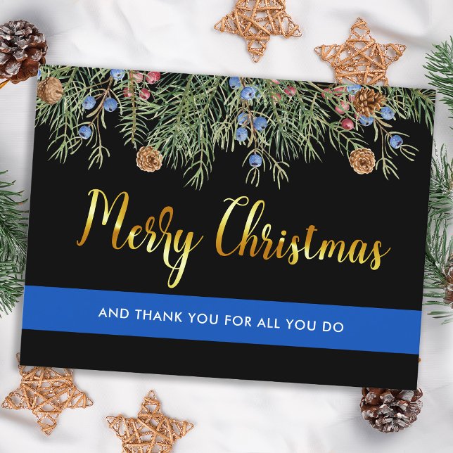 Police Merry Christmas Law Enforcement Thank You Postcard (Creator Uploaded)