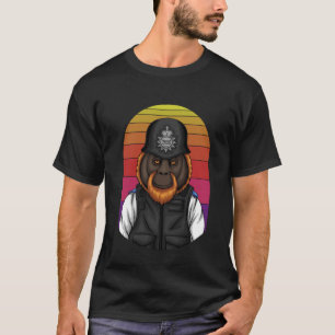 Police Monkey Modern Black Art Illustration T-Shirt
