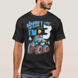 Police Monster Car 3rd Birthday Boy Cop Policeman T-Shirt