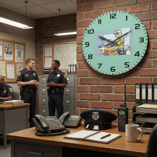 Police Motorcycle Officer Law Enforcement Large Clock