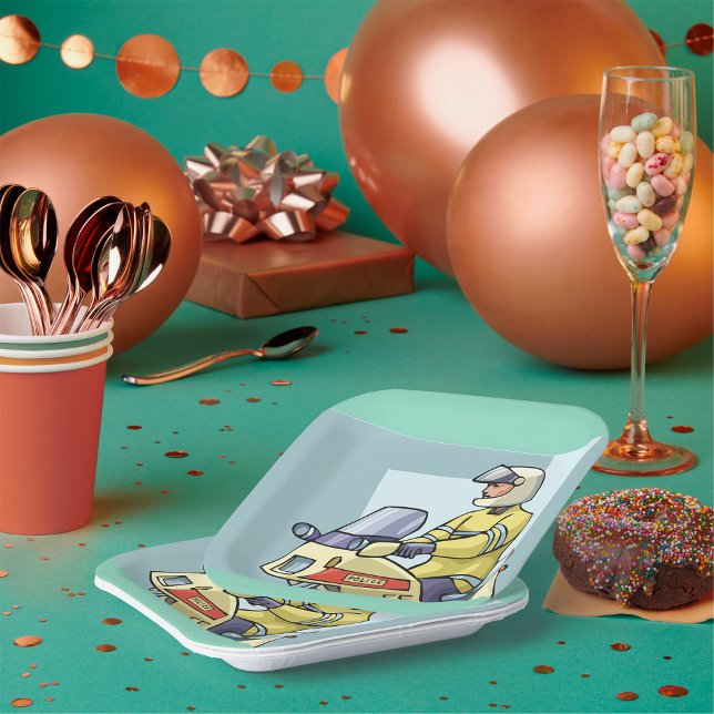 Police Motorcycle Officer Law Enforcement Paper Plate (Creator Uploaded)