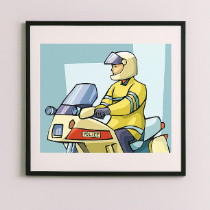 Police Motorcycle Officer Law Enforcement Poster
