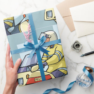 Police Motorcycle Officer Law Enforcement Wrapping Paper