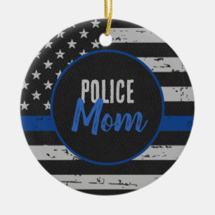 Police Mum - Law Enforcement - Thin Blue Line Ceramic Ornament